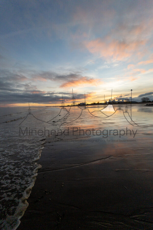 Sunrise Reflections on Minehead Beach